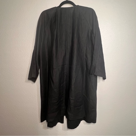 Talbots Woman 2X Pure Irish Linen Long Blazer Coat Topper Black Single Button - Picture 9 of 11